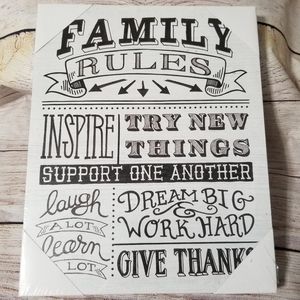 Family Rules Sign on Canvas NWT